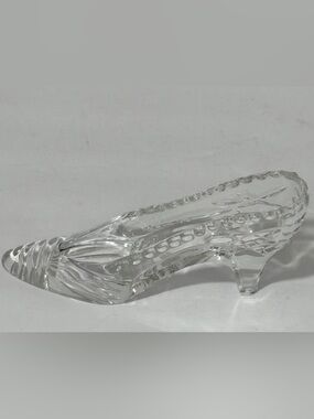 Vintage Crystal Glass Cinderella Slipper Shoe Figurine Wedding Decor 7.5"